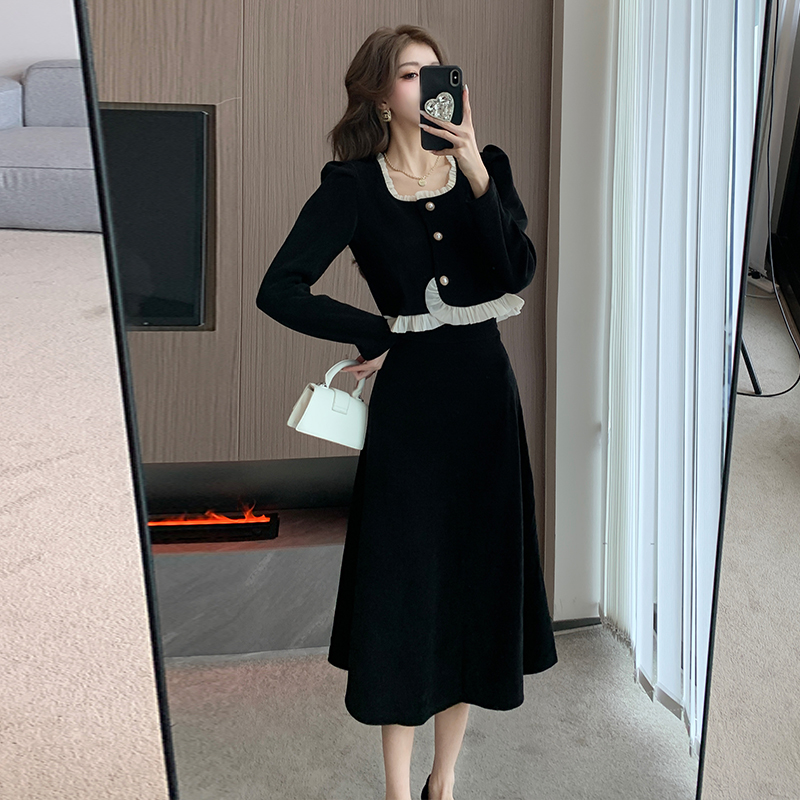Women's Two-Piece Corduroy Skirt Set with Long Sleeve Top - Image 3