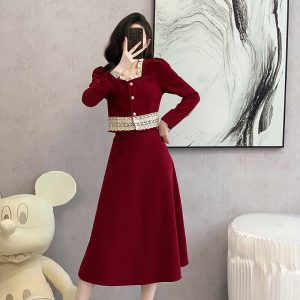 New French Vintage Hepburn Style Two-Piece Skirt Set for Women