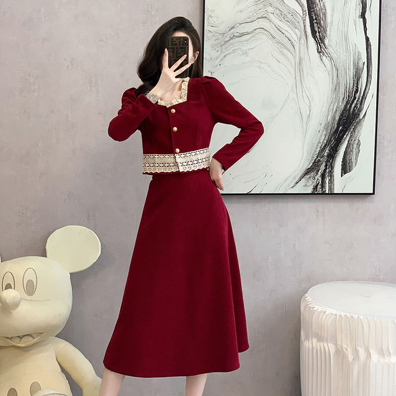 New French Vintage Hepburn Style Two-Piece Skirt Set for Women