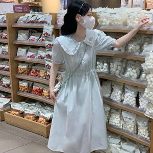 Summer Korean Style Loose Slimming Short Sleeve Doll Collar Dress