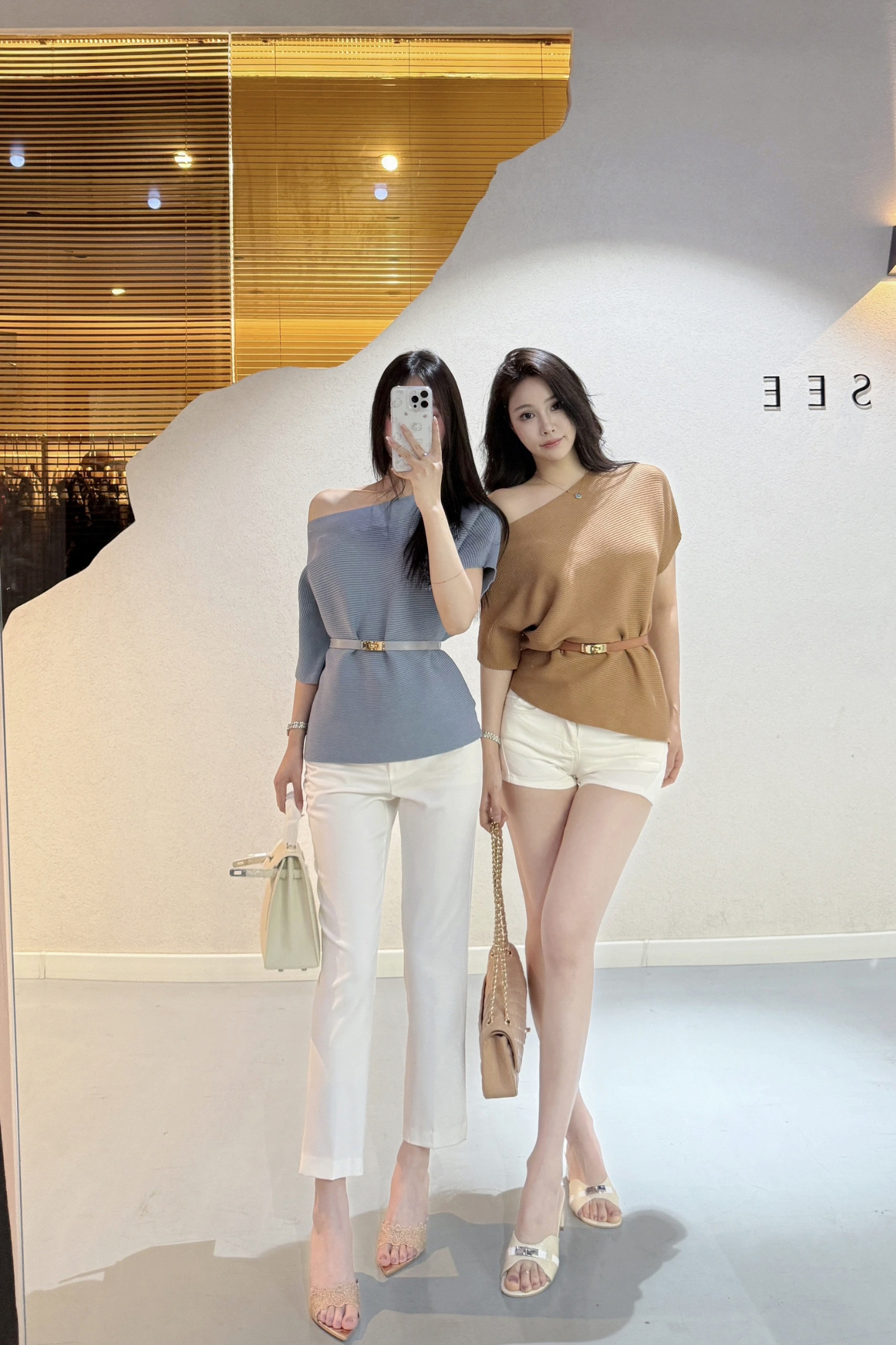 Asymmetric Off-Shoulder Batwing Sleeve Waist-Cinched Knit Top 2025 Summer Korean Style - Style 496ad4
