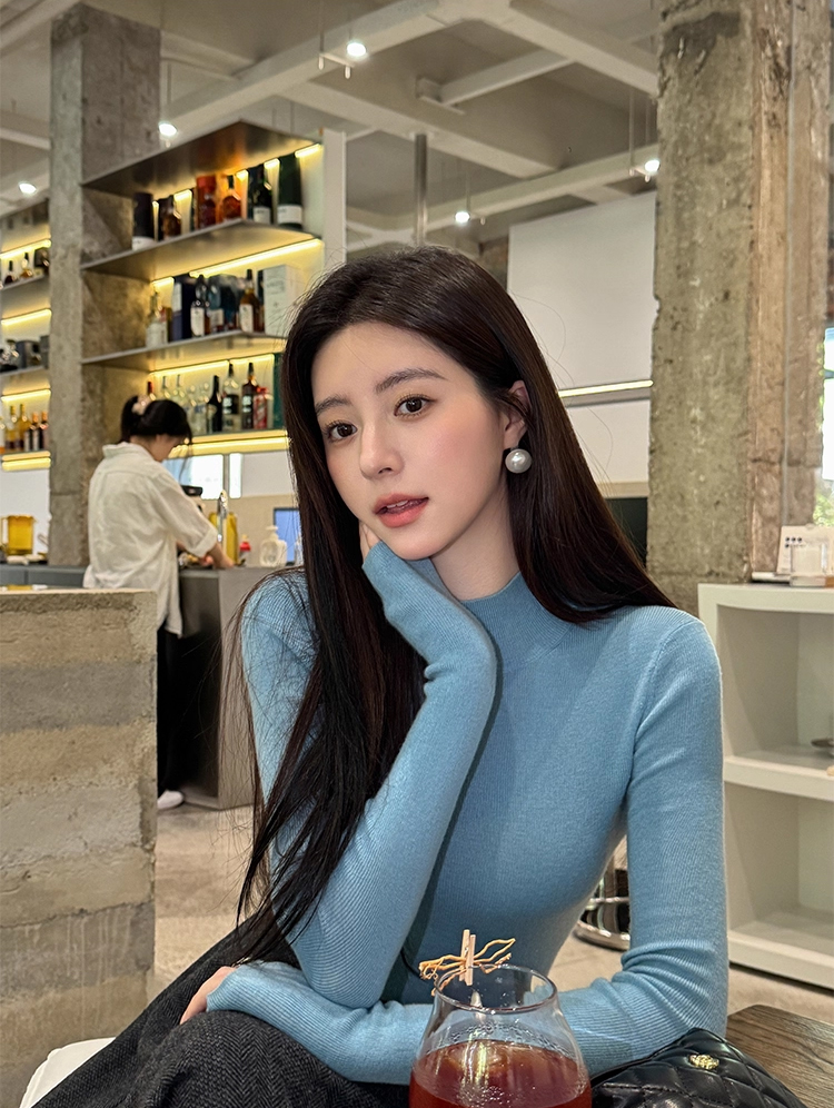 Women's Slim Fit Half Turtleneck Full Wool Knit Sweater 2025 Fall