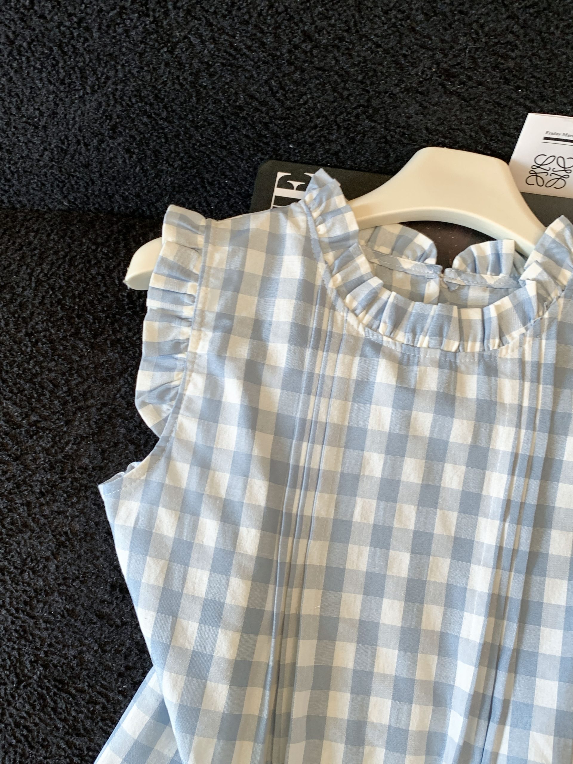 Women's Summer Plaid Stand Collar Sleeveless Top Blue - Image 4