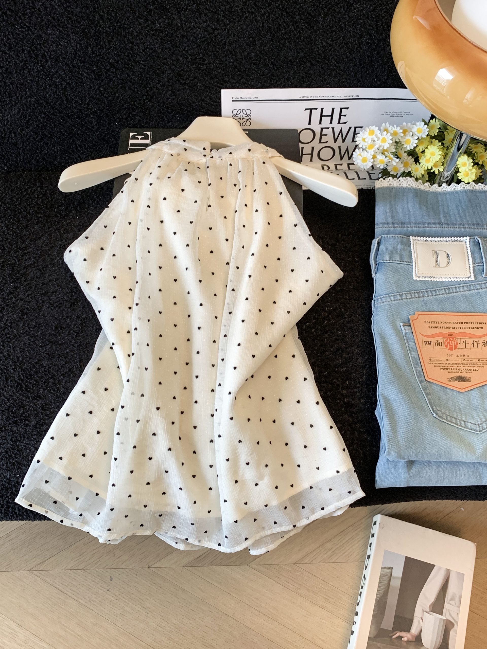 Korean Style Gentle Polka Dot Chiffon Top Women Summer Halter Off-Shoulder Short Sleeve Blouse Loose Slimming - Image 3