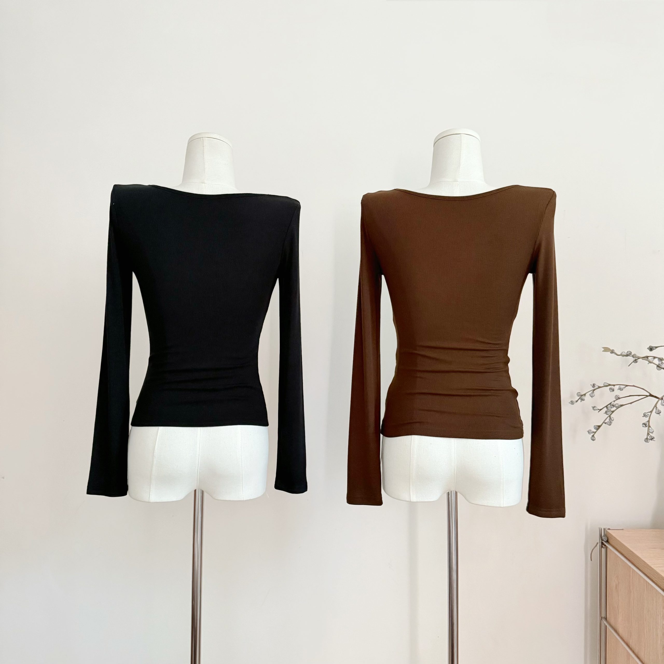 FallinFang Bow Lace-Up Slim Long-Sleeve Women's Fall T-Shirt - Image 2
